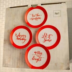 Pier 1 Imports 4 assorted Appetizer Plates 6in NWT